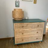 Commode bois et cannage