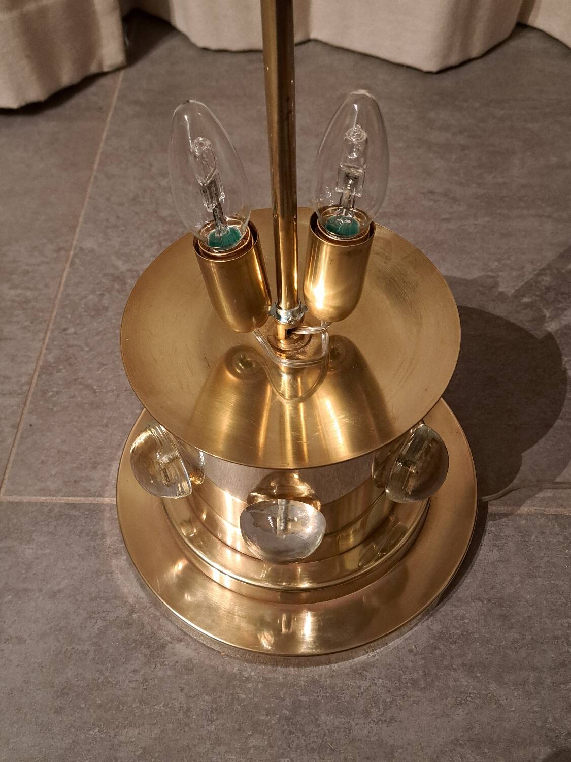 Murano lamp in glass and gilded brass