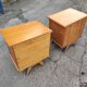 Pair of wooden bedside tables feet vintage compass