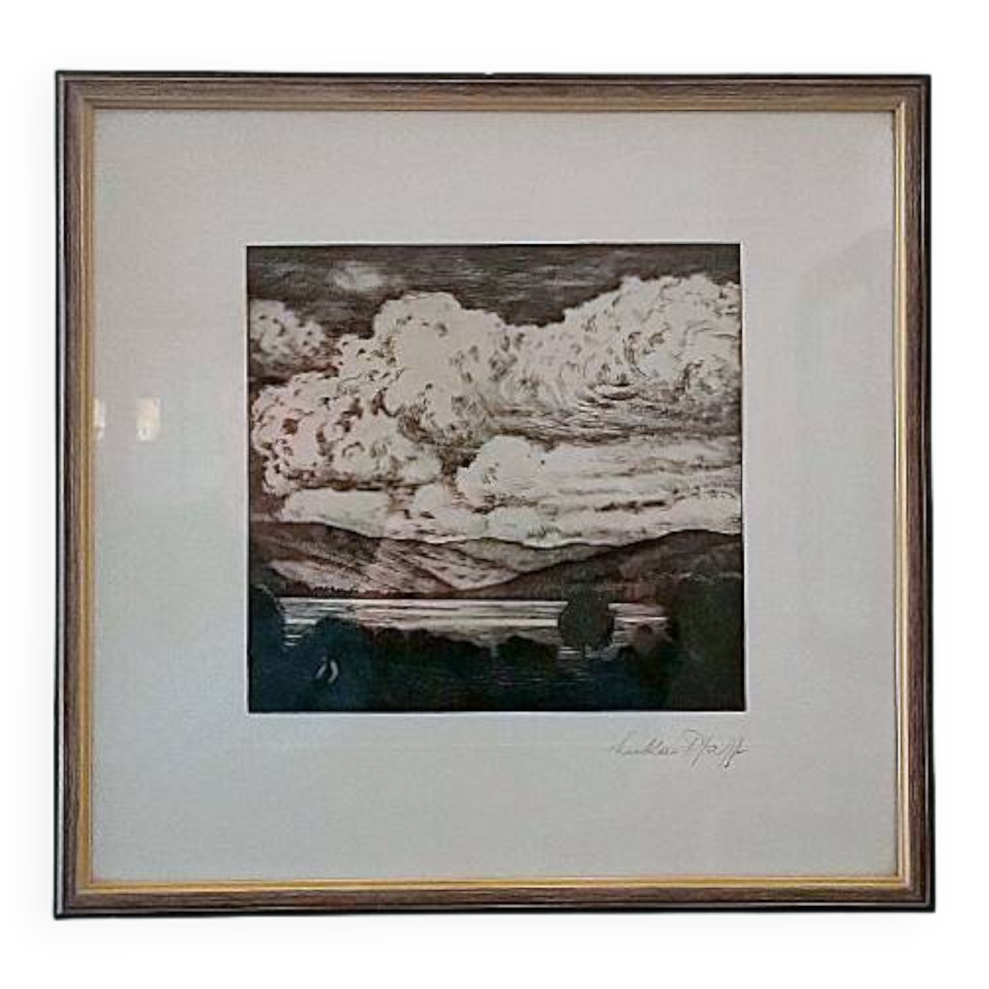 Signed painting by Lukas PFAFF (1901-1963) – Engraving, landscape of the Black Forest, 1950