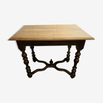 Louis XIII desk table, walnut, Swiss model.