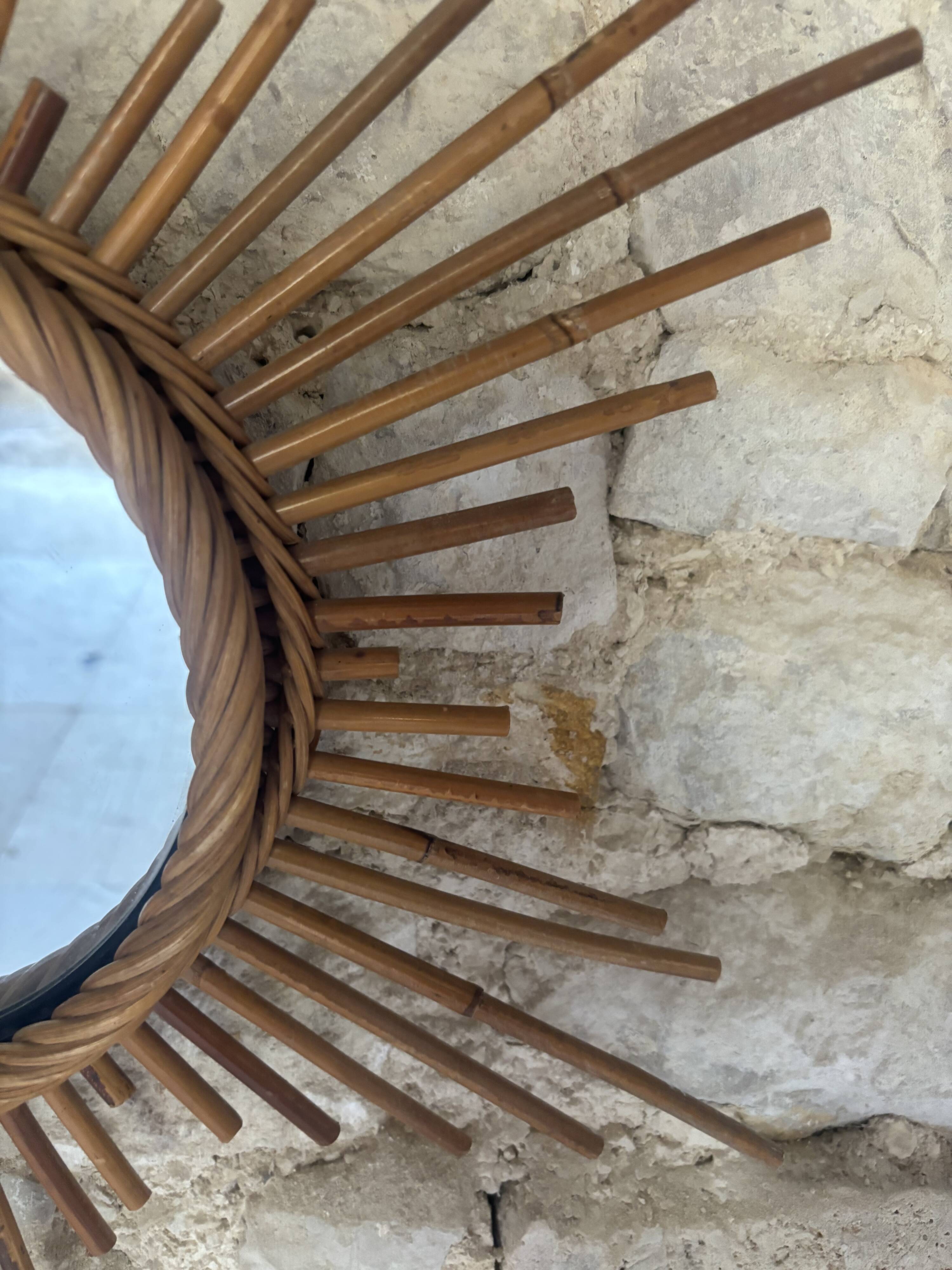 Rattan sun mirror – 1960s/70s