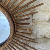 Miroir soleil en rotin – Années 60/70