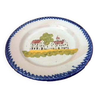 Faïence de Charolles Ancienne assiette Décor traditionnel