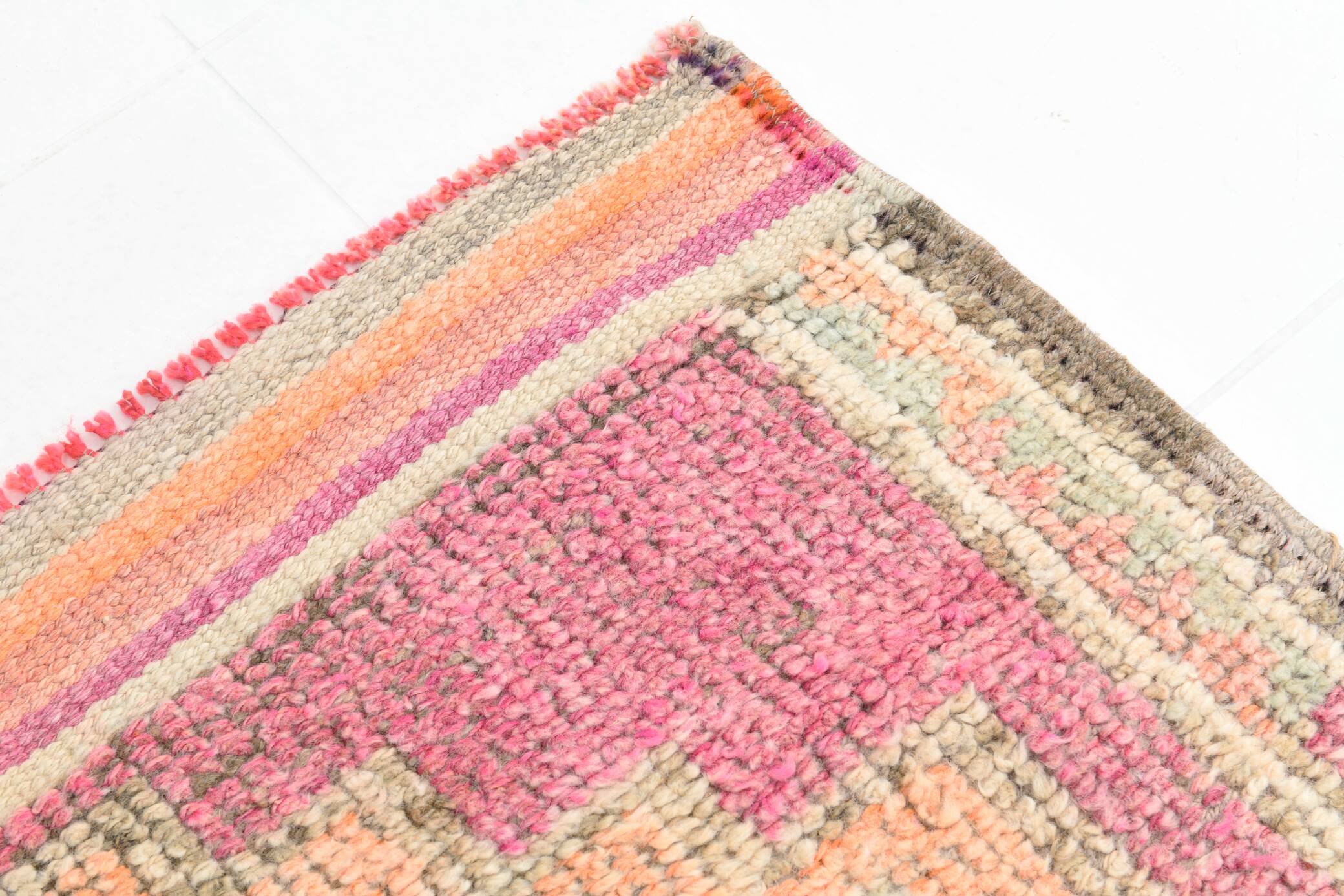 Tapis coureur vintage turc pastel rose 3x10, 97x310 cm