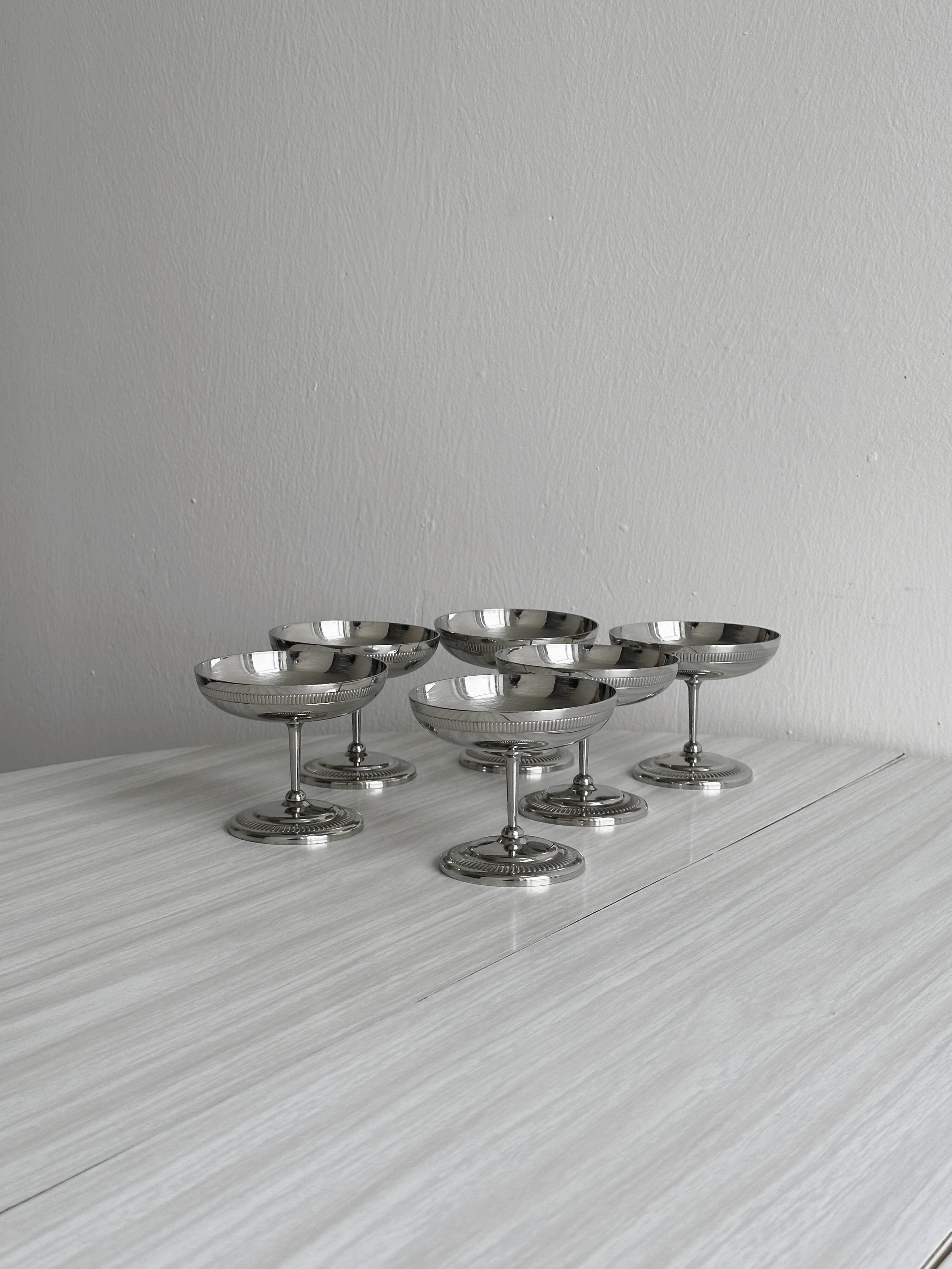 6 Letang Remy stainless steel footed bowls