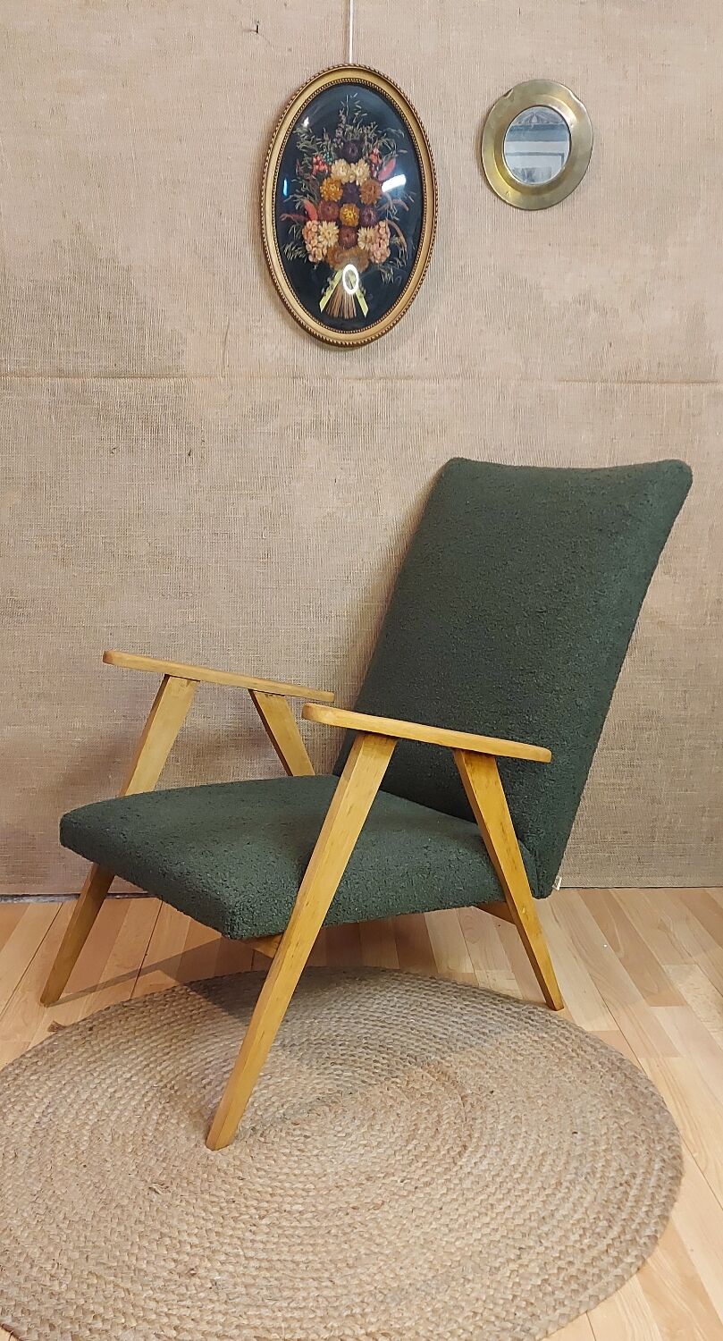 Scandinavian armchair with compass legs