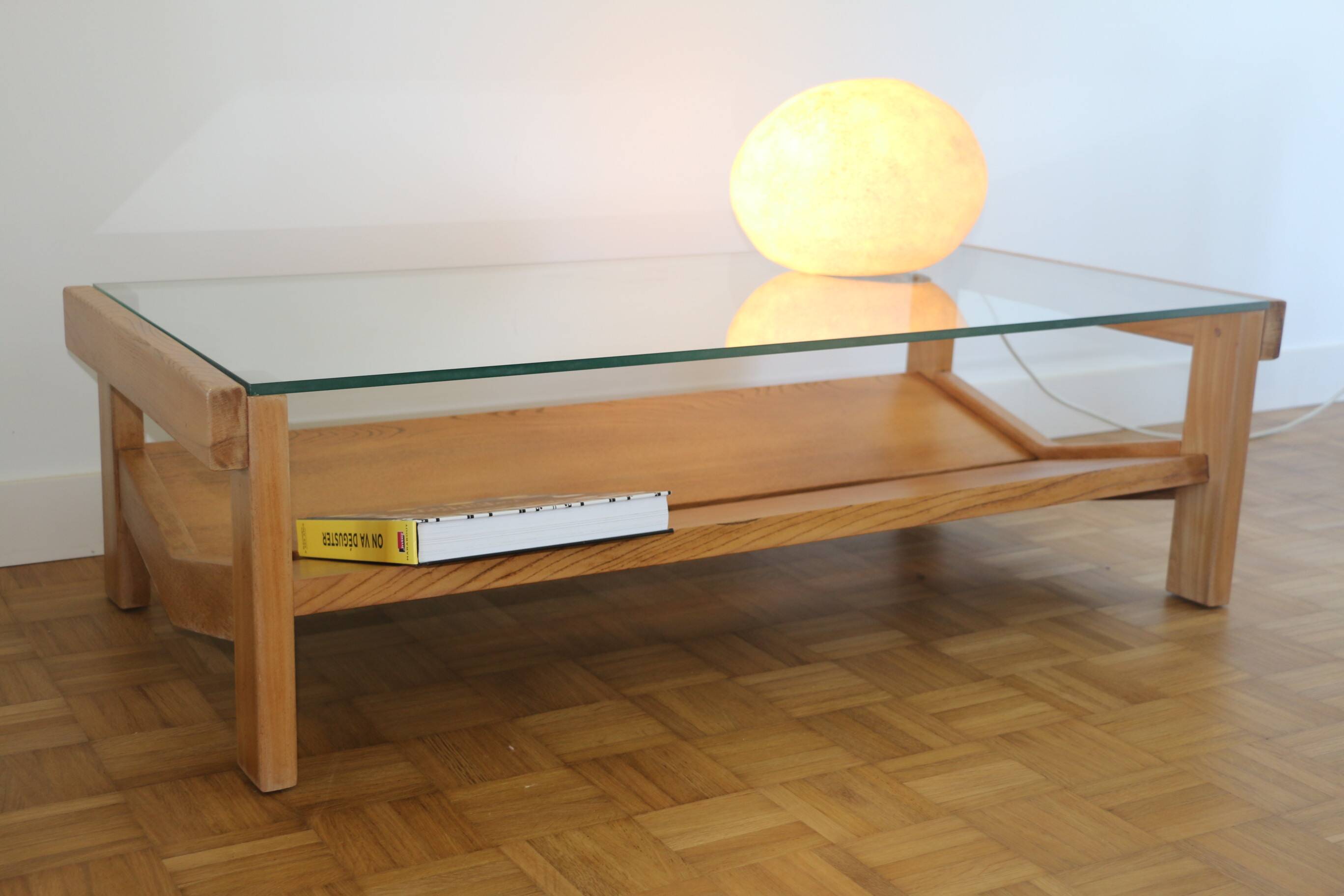Oak and glass coffee table 1960