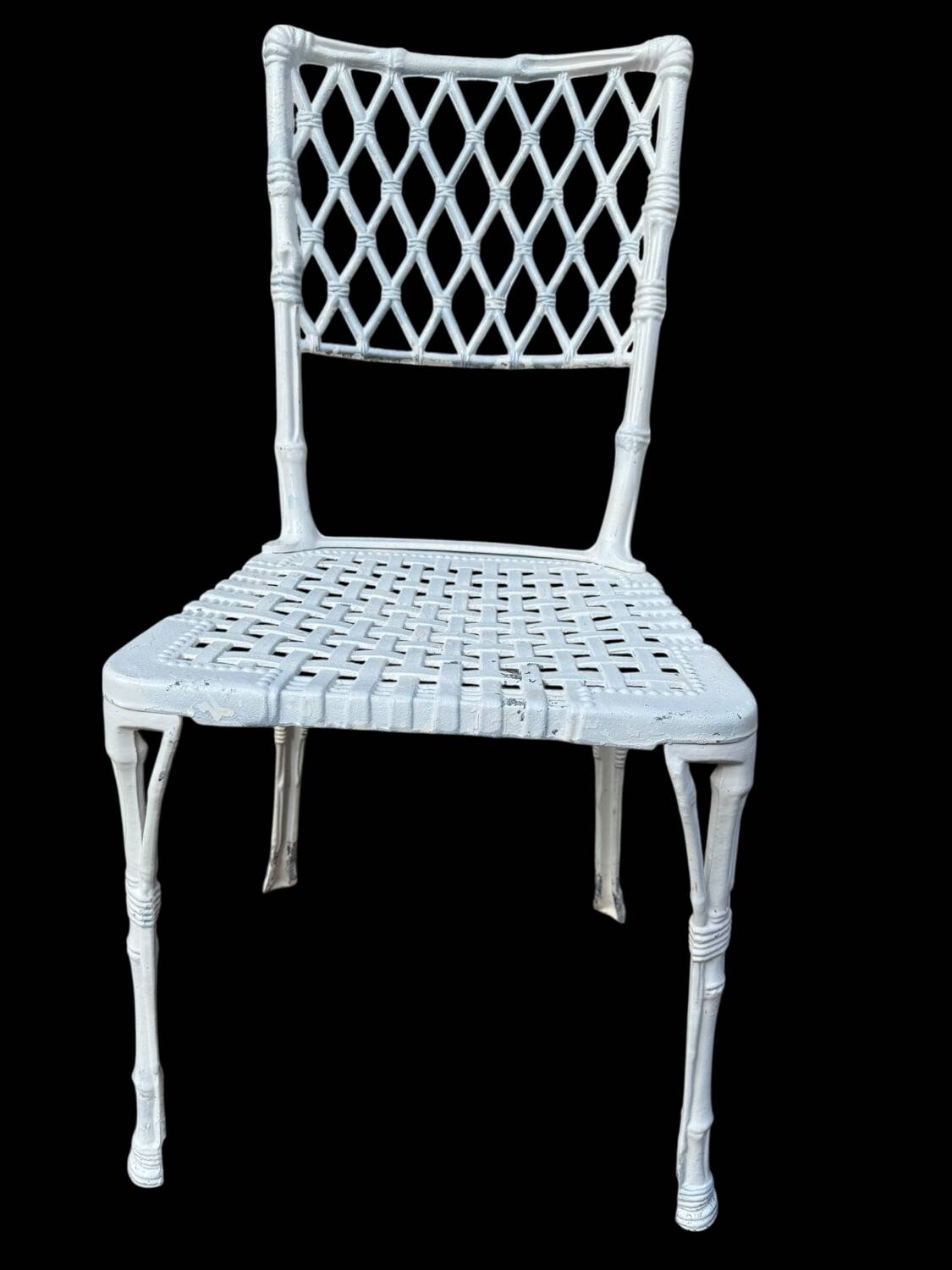 Paire de chaises en fonte d’aluminium décor bambou, Espagne 1960