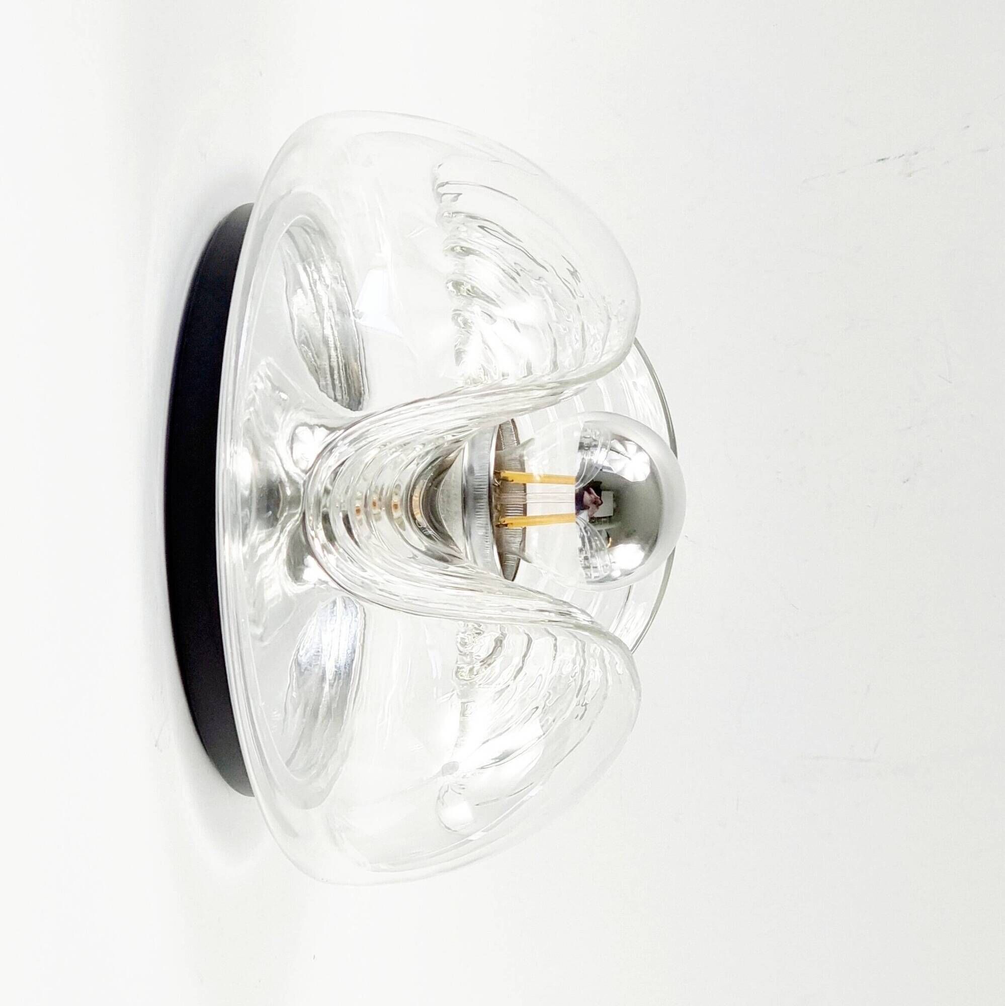 Set of 3 Space Age Glass 'Wave' Wall Lights by Koch & Lowy for P& P, 1970s