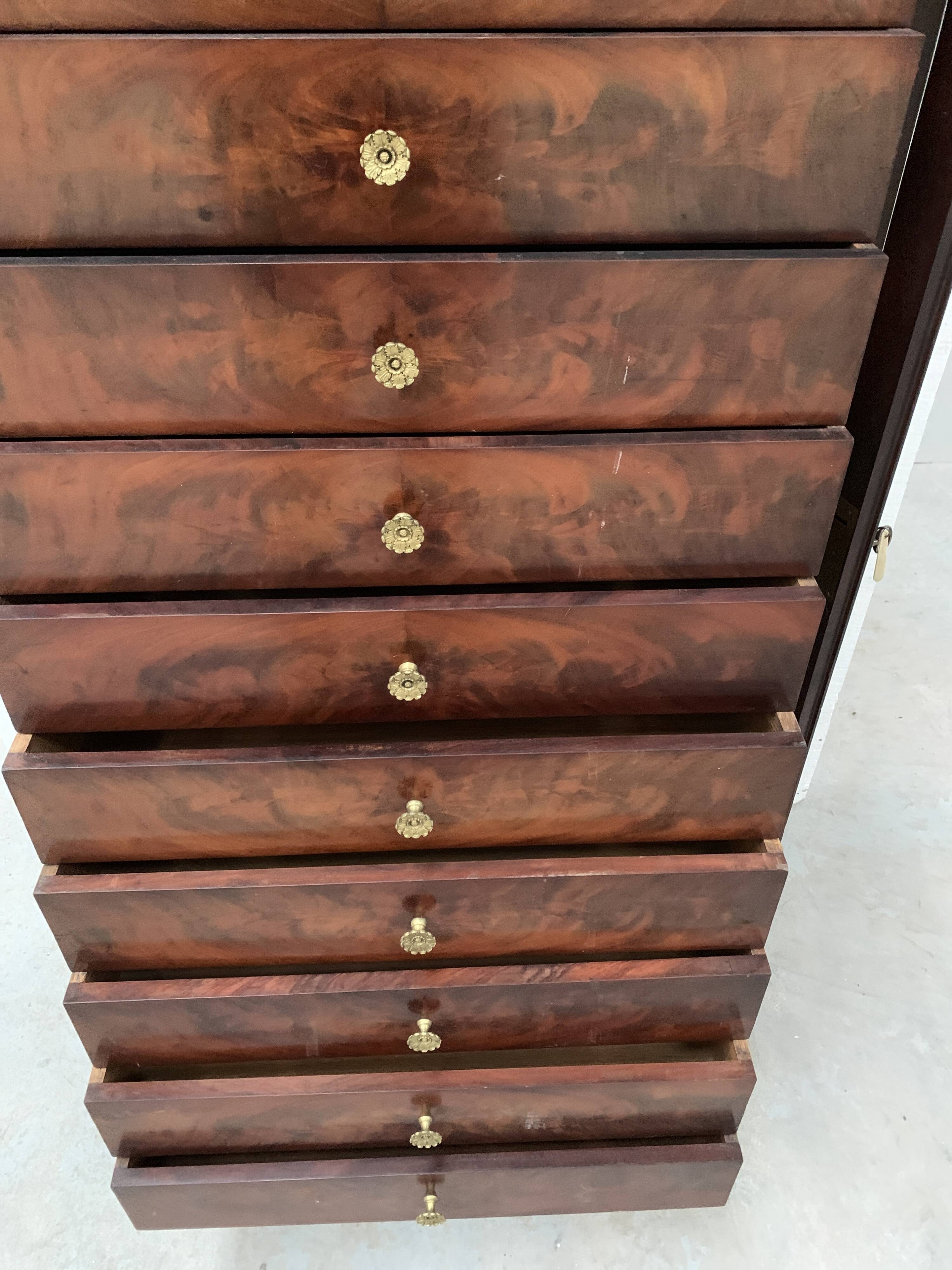 19th century mahogany and veneer cardboard or notary cabinet