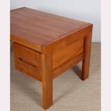 Vintage elm desk produced by Maison Regain, 1980