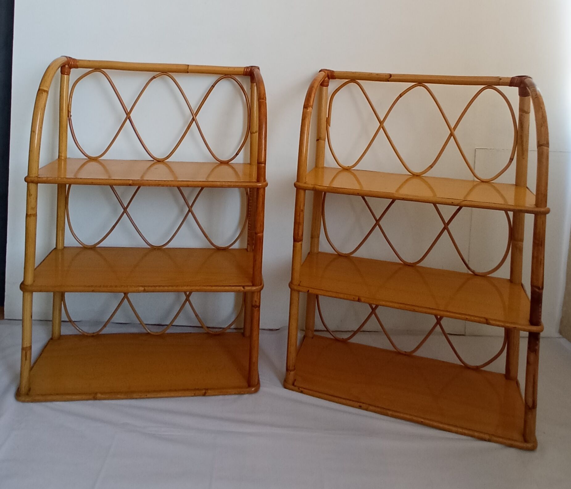 Set of bamboo shelves