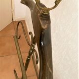 20th century brass and neoclassical mahogany night valet