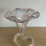 Series of 3 vintage vases in iridescent glass paste
