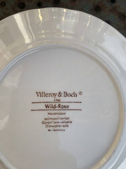 6 small earthenware dessert plates, Villeroy and Boch, wild rose, hawthorn, west germany