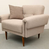 1950s polstery armchair beige, completely restored