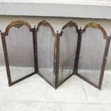 Antique 4-panel brass fire screen