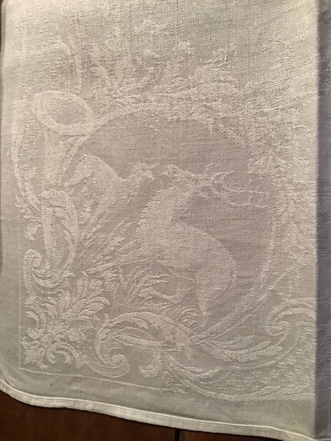 Set of 6 19th century hunting napkins marked “PB”