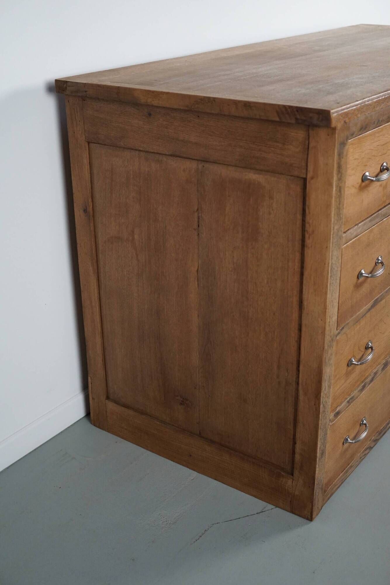 Antique French oak shop cabinet / kitchen island, 1930s