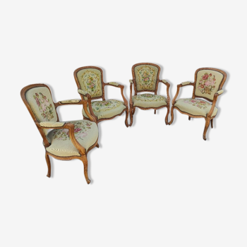 Set de 4 fauteuils cabriolet style Louis XV