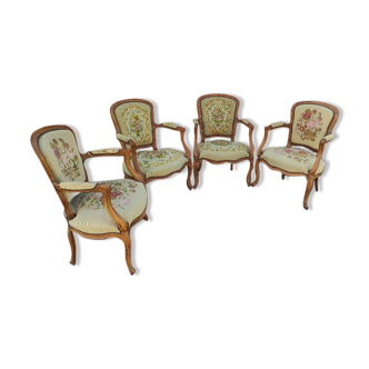 4 Louis XV style convertible armchairs