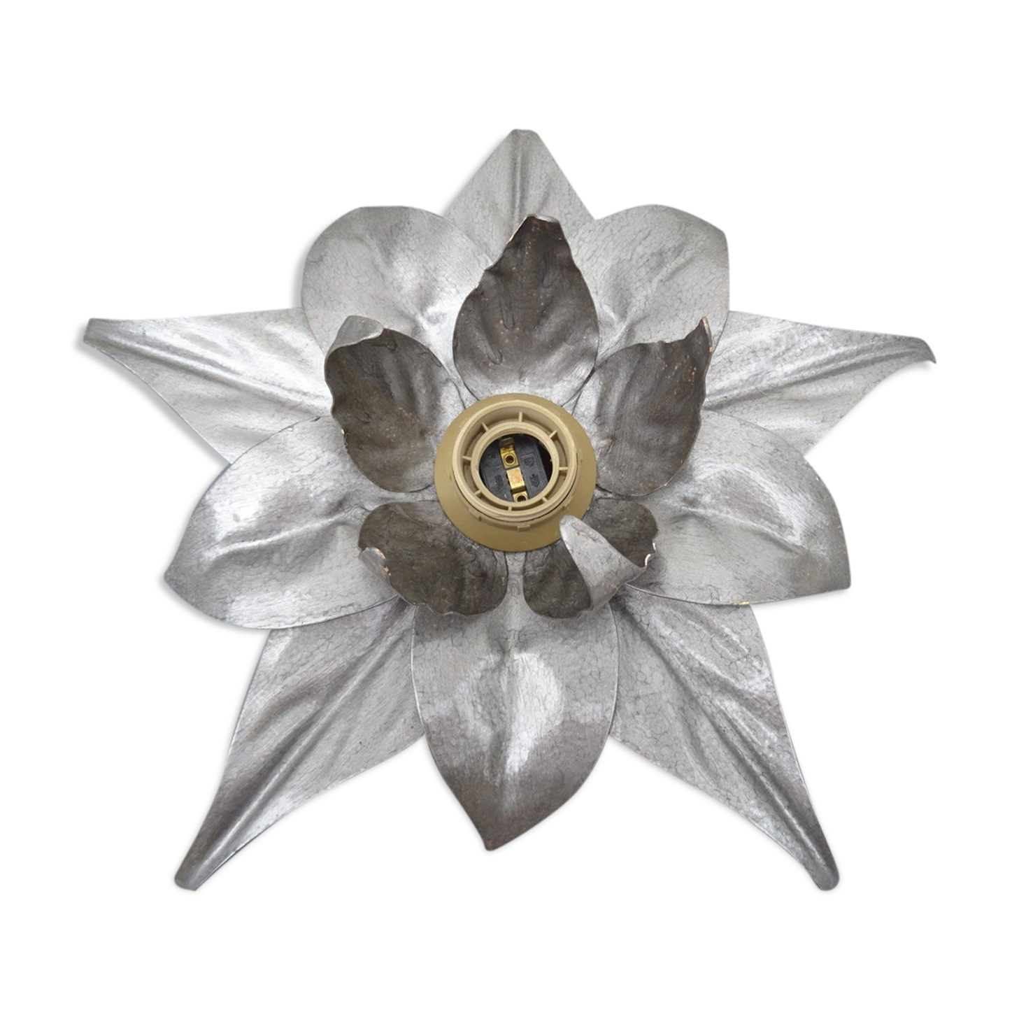 Italian silver metal flower wall lamp