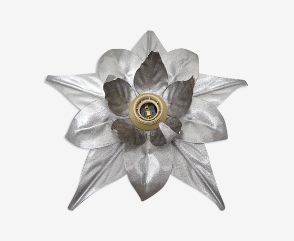 Applique fleur métal argent italienne