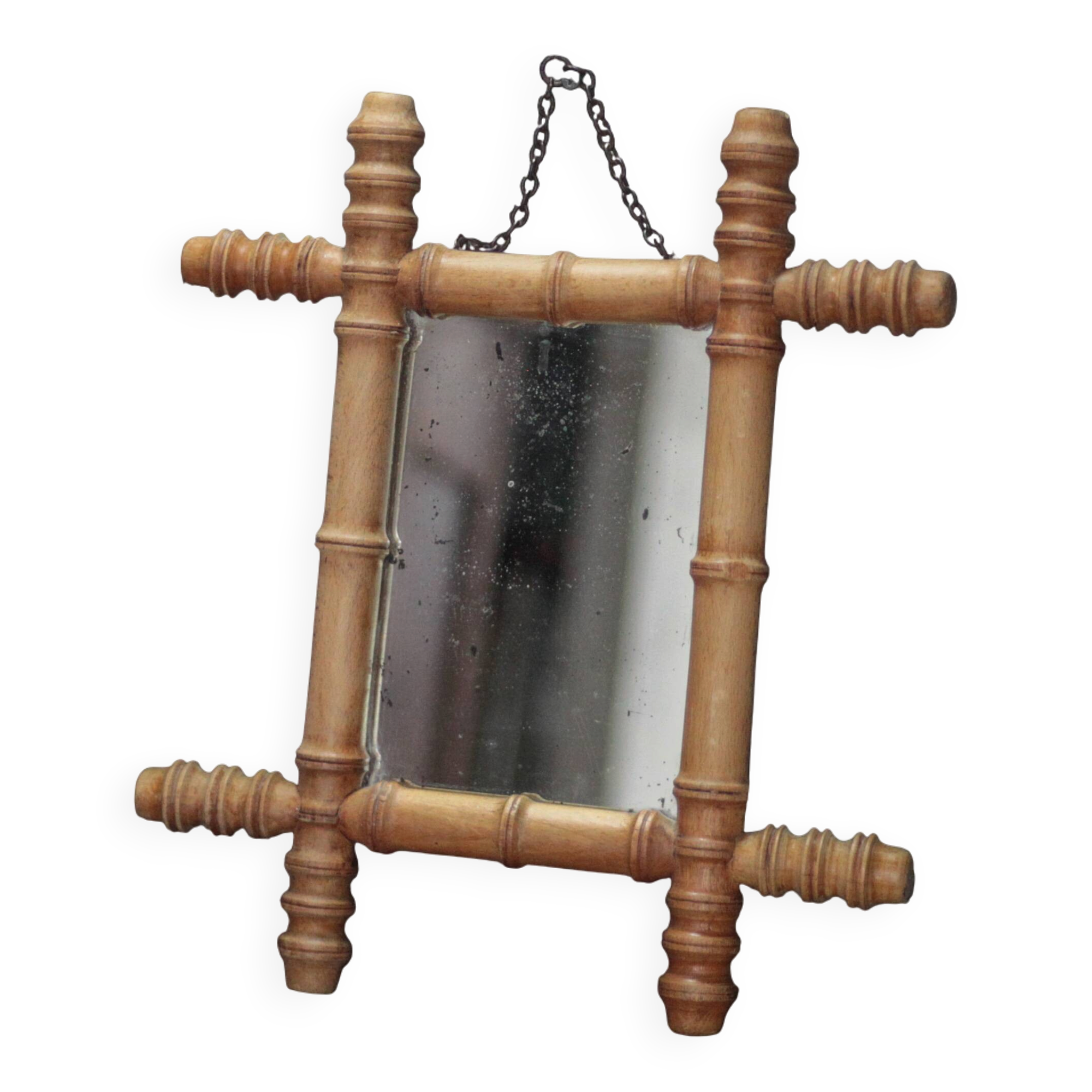 Wooden bamboo imitation mirror, antique mirror, hanging mirror
