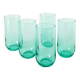 Set of 5 Long Drink water glasses in green glass, 1970