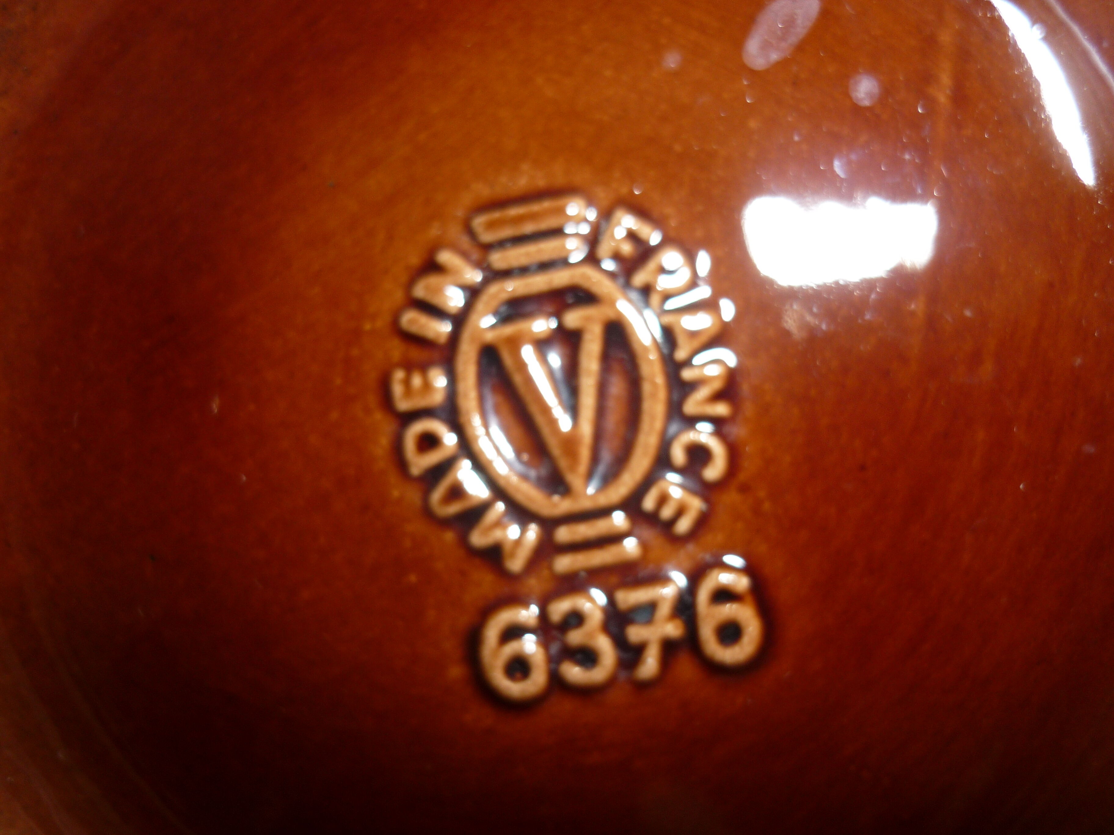 Red and brown pinched Vallauris vase