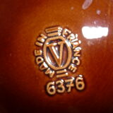 Red and brown pinched Vallauris vase