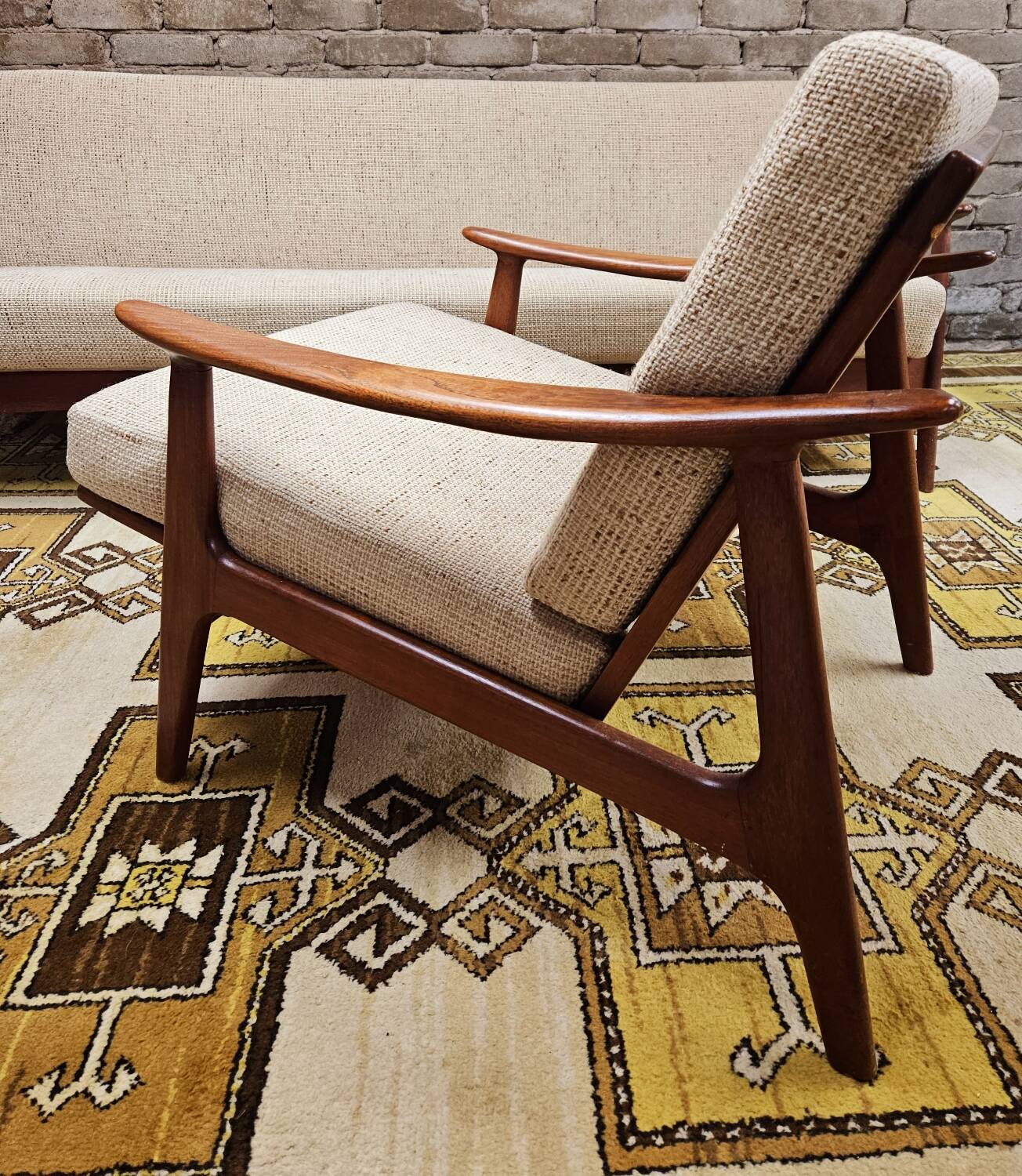 Danish teak Scandinavian sofa armchair set 1960