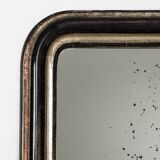 Miroir Napoléon III noir et argent doré du XIXe siècle