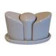 Set salt shaker, pepper tree and covered ceramic pot on small tray