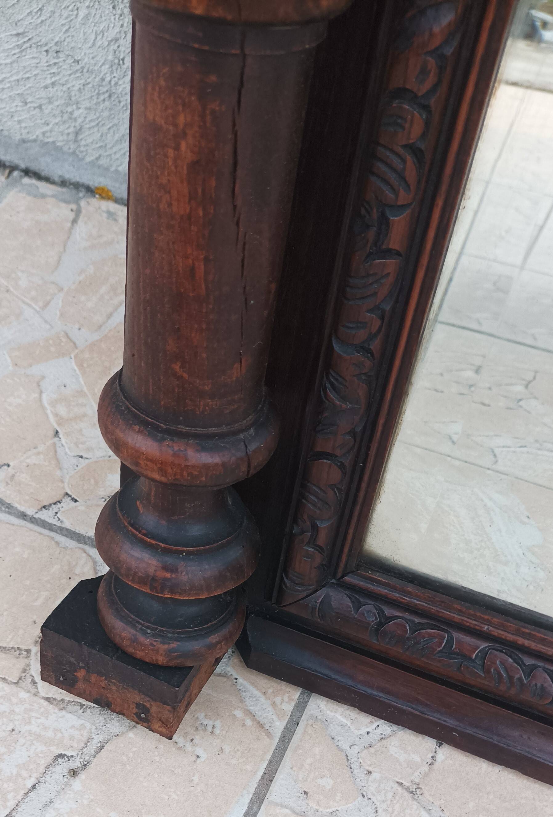 19th century Renaissance oak mirror