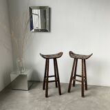 Pair of brutalist high stools