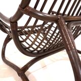 Manou rattan lounge chair in pagoda style with ottoman