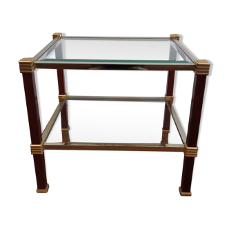Roche Bobois coffee table in wood, brass and 70s glass