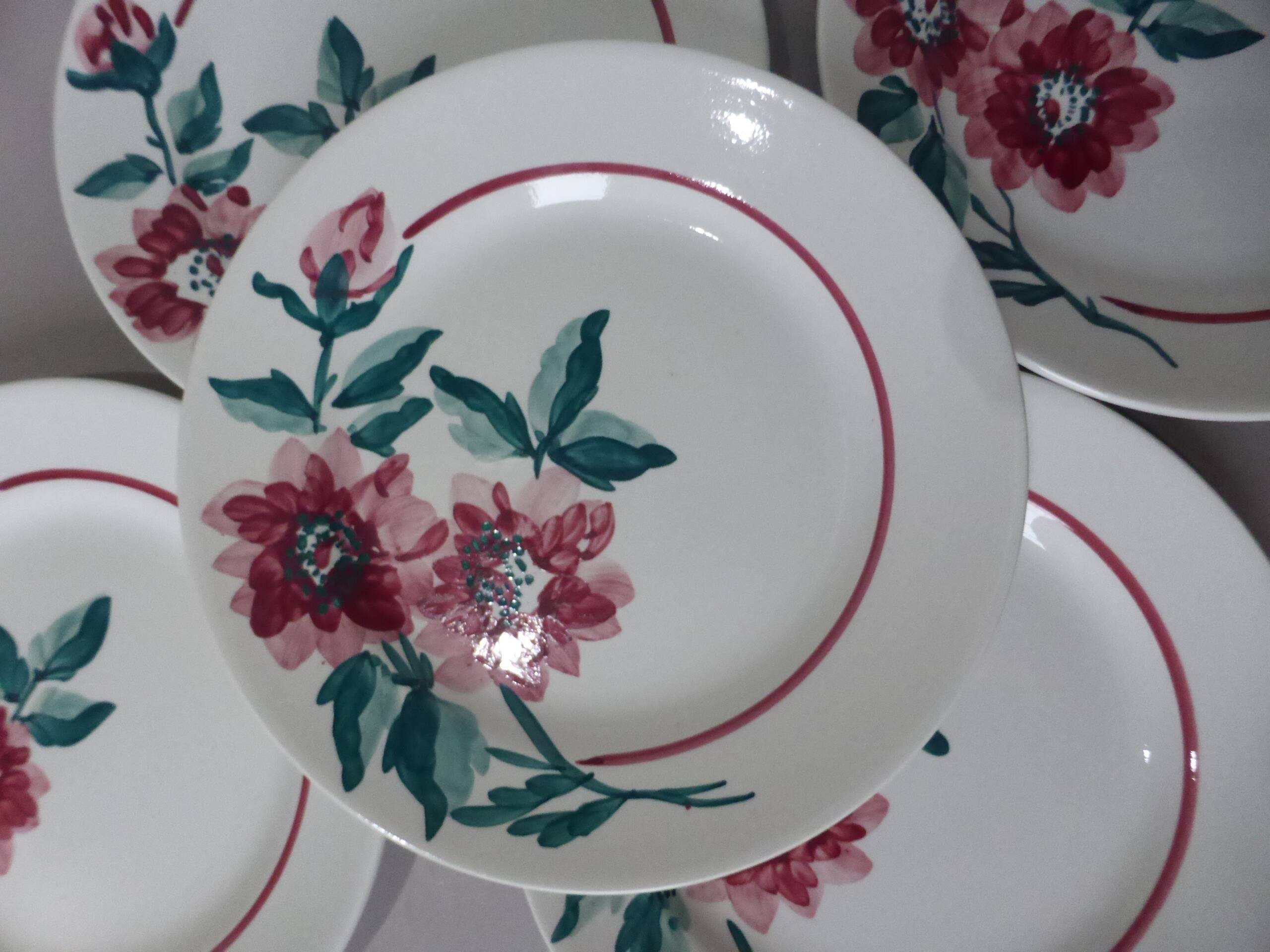 5 vintage dessert plates from Sarreguemines, Monceau model 231129.