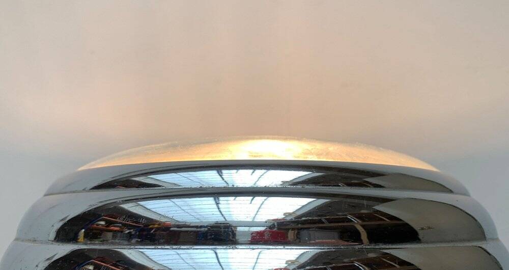 Art Deco table lamp in chrome and glass