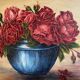 Oil on canvas bouquet of roses signed P. HELLO