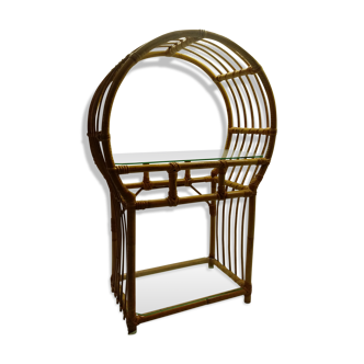 Rattan and glass shelf