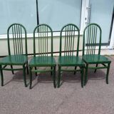 Set of 4 vintage Baumann Eden bistro chairs in green wood