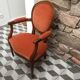 Louis XVI apricot velvet medallion armchair