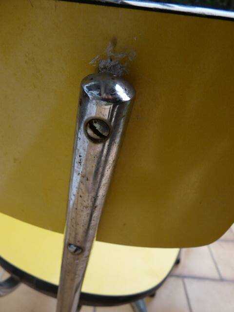 3 canary yellow formica chairs