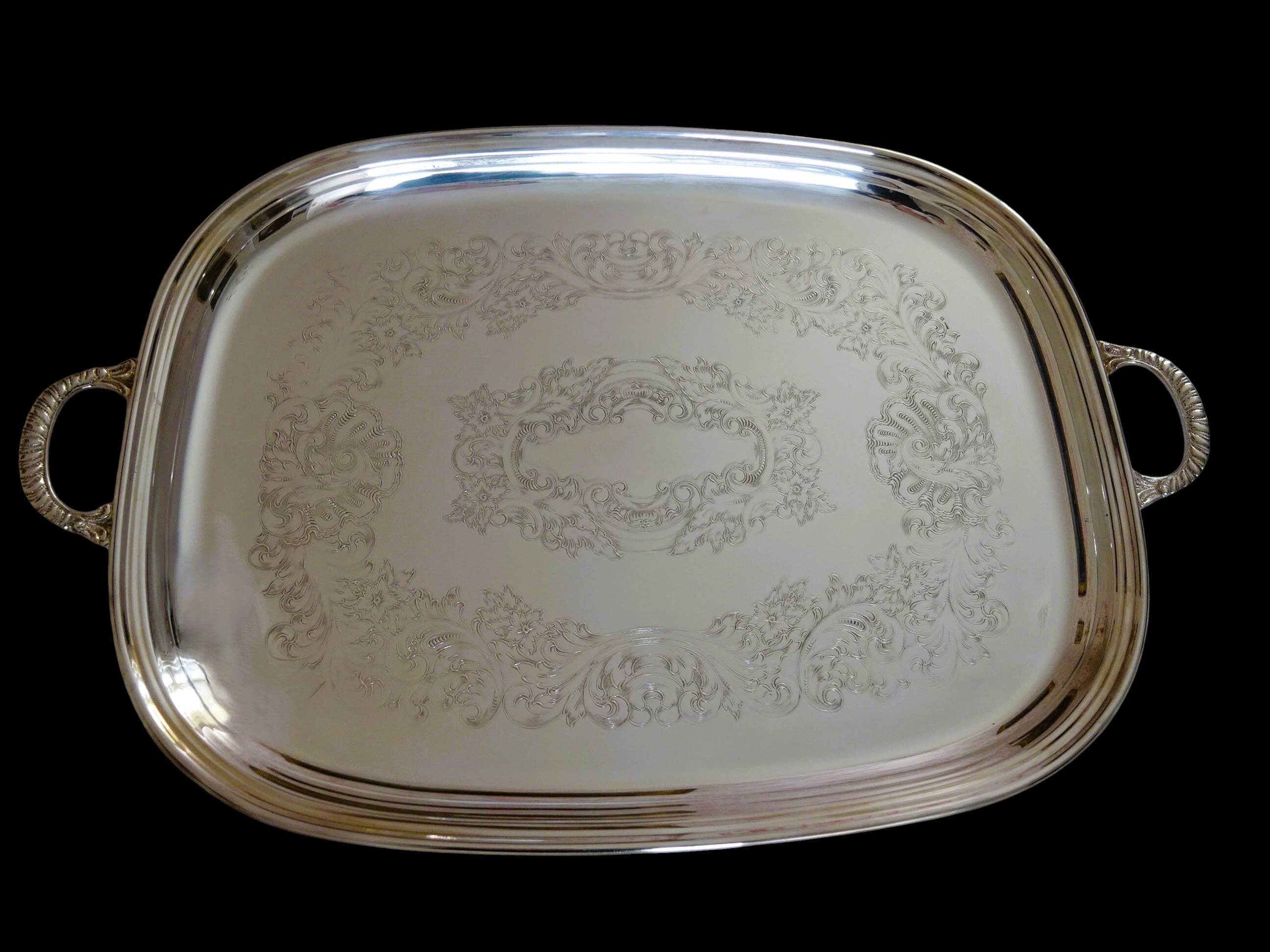 Rectangular silver-plated tray from the St Hilaire house.