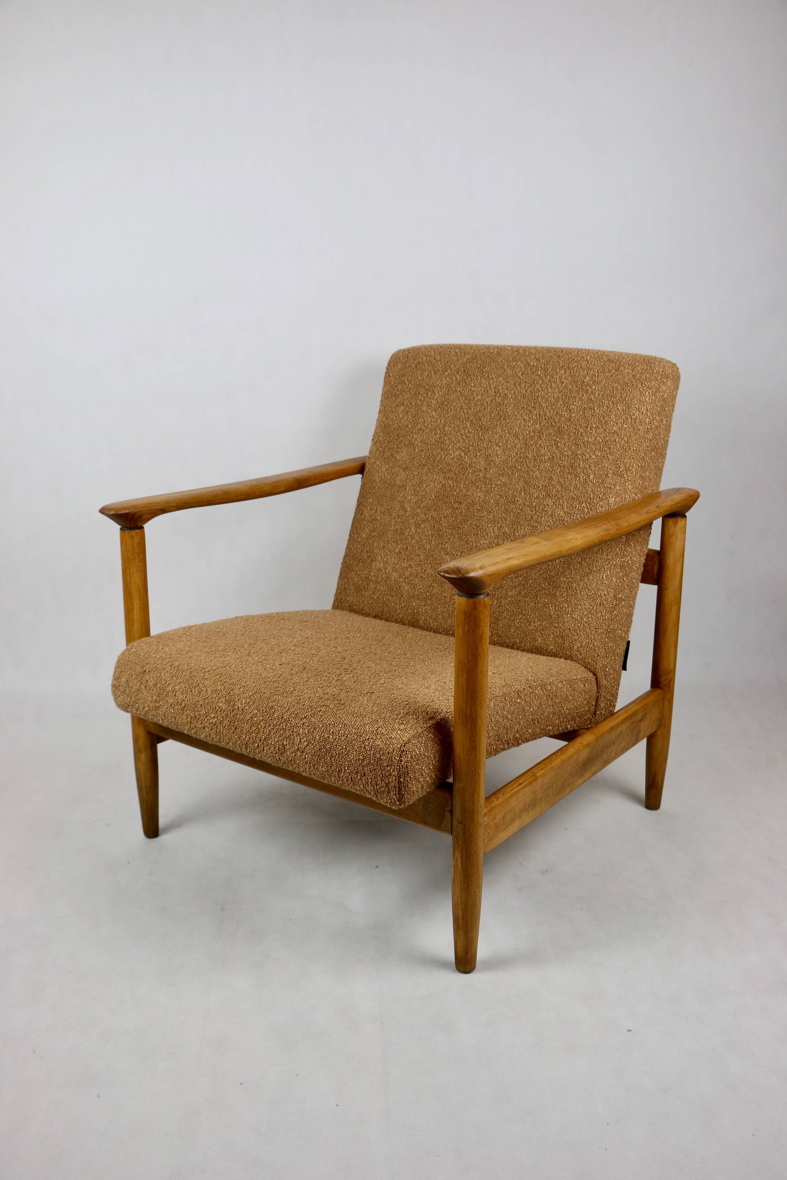 GFM-142 Armchair in Coral Gold Bouclé attributed to Edmund Homa, 1970s