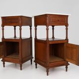 Suite de 2 tables de chevet Art Déco en chêne avec plateau en marbre de Carrare, France années 1930