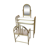 Coiffeuse vintage et tabouret en laiton, années 1950